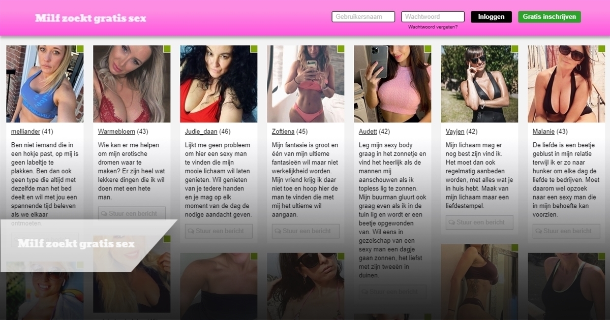 milfzoektgratissex: milfzoektgratissex is een neppe erotische chatdienst met fake profielen van aantrekkelijke vrouwen en opzoek naar erotisch getinte chats